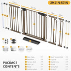 Cumbor 29.7-57" Extra Wide Baby Gate for Stairs, Mom's Choice Awards Winner-Dog Gate for Doorways, Pressure Mounted Walk Through Safety Child Gate for Kids Toddler, Tall Pet Puppy Fence Gate, Brown