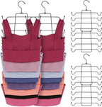 ZEDODIER 6 Pack Tank Top Hanger Space Saving, Bra Hangers for Closet Organizer, Hanging Bra Organizer Tank Tops Holder with 48 Hooks, Metal Closet Organizers and Storage Small Space Solutions, Black