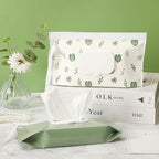 FEBSNOW 2 Pack Baby Wipes Dispenser Holder, Portable Refillable Baby Wet Wipes Pouch Container Reusable Travel Case for Outdoor Hiking, Green Leaves