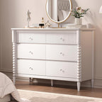 6 Drawer Dresser, Kids Dresser with Storage, Wide Chest of Drawers for Nursery, Wood Large Drawer Organizer Cabinet for Bedroom, Living Room, White