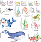 Supzone Under The Sea Wall Decals Ocean Whale Shark Turtle Seaweed Wall Stickers for Kids Toddlers Bedroom Living Room Baby Nursery Wall Decor