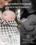 GROWNSY Baby Carrier Newborn to Toddler, Cozy Baby Wraps Carrier, Ergonomic Baby Carrier with Head Support, Houndstooth Black