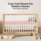 KeaBabies 2-Pack Organic Crib Sheets for Boys, Girls - 52x28 Fitted Crib Mattress Sheet Neutral, Breathable Jersey Cotton Cover for Baby Bed, Toddler Mattress, Soft & Cute Prints (Rose)
