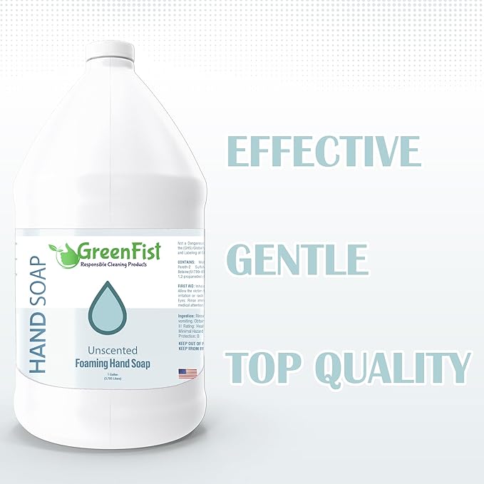 GreenFist Foaming Hand Soap Refills Unscented Jug Foam Refill Made in USA, 128 ounce (1 Gallon)