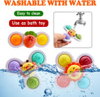 Suction Cup Spinner Toys for Baby, Pop it Fidget Toys for 1-3 Toddlers Gifts Spinning Top Sensory Toy Bath Toys Birthday Gifts for Boy Girl (3 Pcs)
