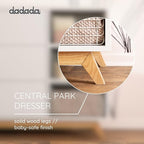 dadada Central Park 3-Drawer Dresser with Open Shelving - Modern Design, Baby-Safe Finish, Forged Steel Support, Sturdy Wood Legs, for Nursery, Kids or Teen Room, 47” Wide (White+Natural)
