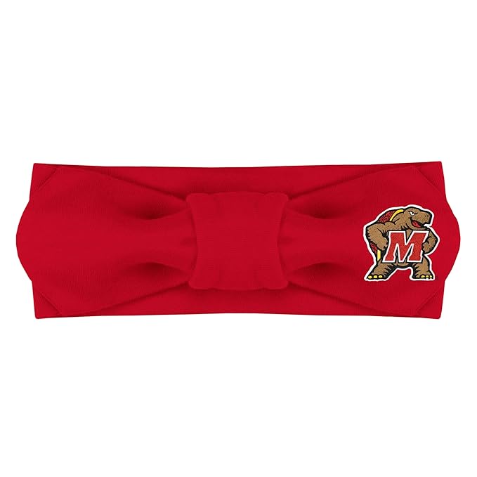 Creative Knitwear Maryland Terrapins Infant Girls Red Solid Hair Knot Headband Embroidered Logo - Size Newborn - 4T
