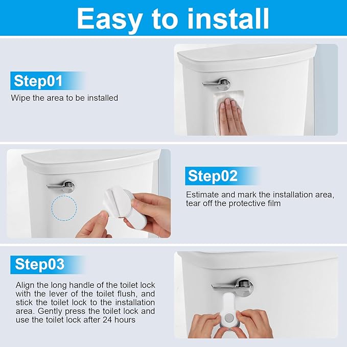 Toilet Locks Baby Proof, Toilet Flush Locks Baby Proof Child Toddlers, Round Cover Childproof Lock for Bathroom Restroom Washroom Lavatory, Easy Installation Baby Safety Lock with 3M Adhesive(1Pack)