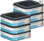 Square Starter Refills Disposal Bags Refill Compatible with Diaper Genie Classic, Compact and Select Pails, Hold Up to 165 Newborn-Sized Diapers Per Refill, 6 Pack