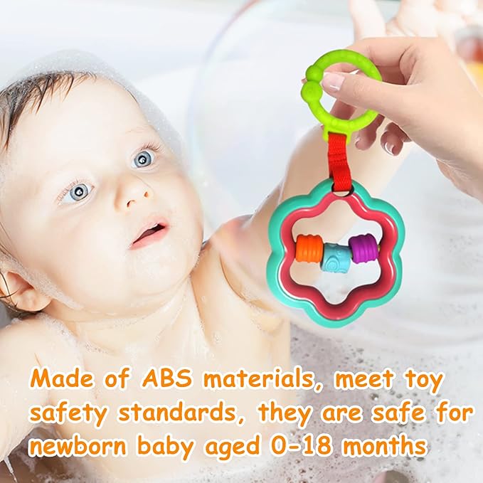 Baby Toys, Cartoon Animal Hanging Rattle Toys, Handbells Baby Rattles, Baby Bed Crib Car Seat Travel Stroller Toys for Infant, Best Birthday Gift for Newborn, 4 Pack