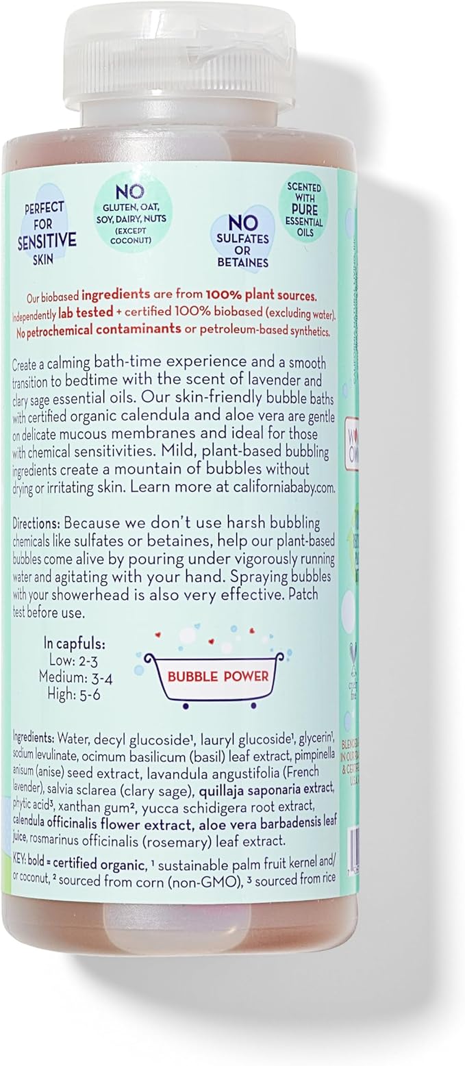 California Baby Calming Lavender Bubble Bath | 100% Plant-Based Kids Bubble Bath | Gentle Baby Bubble Bath | Free Bubble Wand | 384 mL / 13oz
