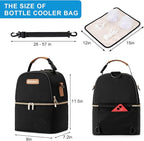 Breastmilk Cooler Bag with Ice Pack & Mat Fit 6 Bottles Up to 9 Ounce, Baby Bottle Cooler Bag for Moms, Daycare & Travel, Black