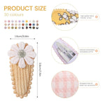 YLEN YHXX 60 PCS Snap Hair Clips for Baby Girls - Floral Print Non-Slip Wrapped 1.5 Inches Mini Clips - Cute Fine Hair Accessories for Infants and Toddlers