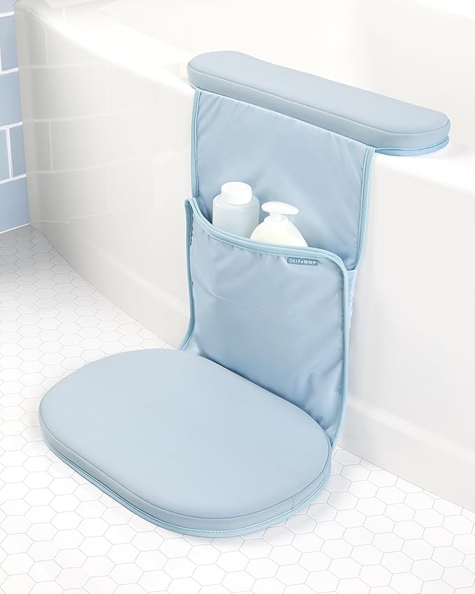 Skip Hop Baby Bath All-in-One Cushioned Elbow Saver & Kneeler Pad Set with Height-Adjustable Design and Quick-Dry Material, Wave