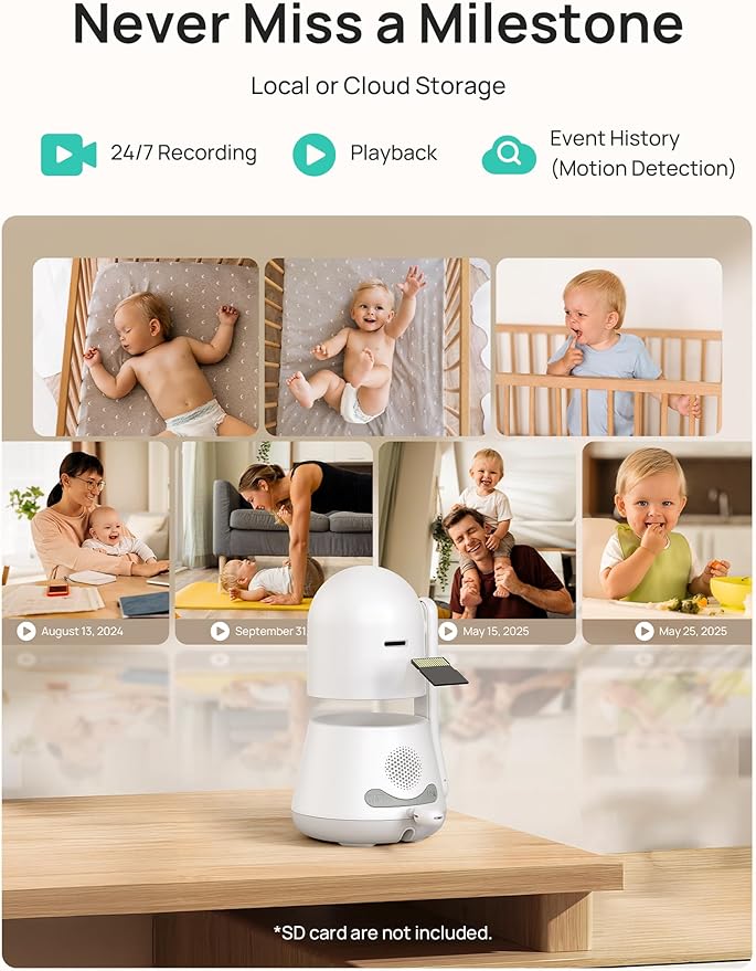 Dr.Care LumiView Plus Smart WiFi Baby Monitor with Clip Mount - 5.5" 1080P Split Screen & 2K Camera, Privacy Mode, Cry & Motion Alerts, 5000mAh Removable Battery, RGB Night Light, HD Night Vision