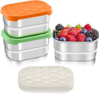 HaWare Stainless Steel Snack Containers for Toddlers and Kids, 8 oz Leak Proof Food Storage Containers with Colorful Silicone Lids, Stackable Small Metal Lunch Box for Daycare and School- 3 Packs