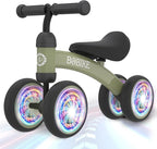 Baby Balance Bike Toys for 12-36 Months Kids Toy Boy and Girls Gifts Toddler Best First Birthday Gift Children Walker No Pedal Infant 4 Wheels Bicycle (Colorful, Deep Green-Light)