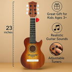 23" Acoustic Guitar, Kids 6 String Toy Guitar - Realistic Steel Strings - Beginner Practice First Musical Instrument for Children, Toddlers (Brown)