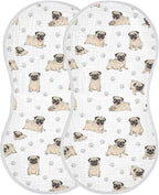 2 Pack Muslin Burp Cloths Pugs Dog Paw White Cotton Baby Burp Cloths Ultra Soft Burping Cloth Absorbent Spit Up Rags for Newborn Boys Girls 22x11 Inch