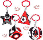 teytoy High Contrast Baby Stroller Toy, Black and White Infant Pattern Toys with Rattle, Easy Clip Hanging Toys, Stroller Crib Carseat Toy, Newborn Baby Toys for 0 3 6 9 12 Month