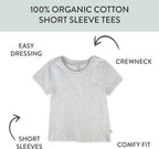 HonestBaby 5-Pack Short Sleeve T-Shirts 100% Organic Cotton Baby, Toddler, Little Kid, Boy, Girl, Unisex