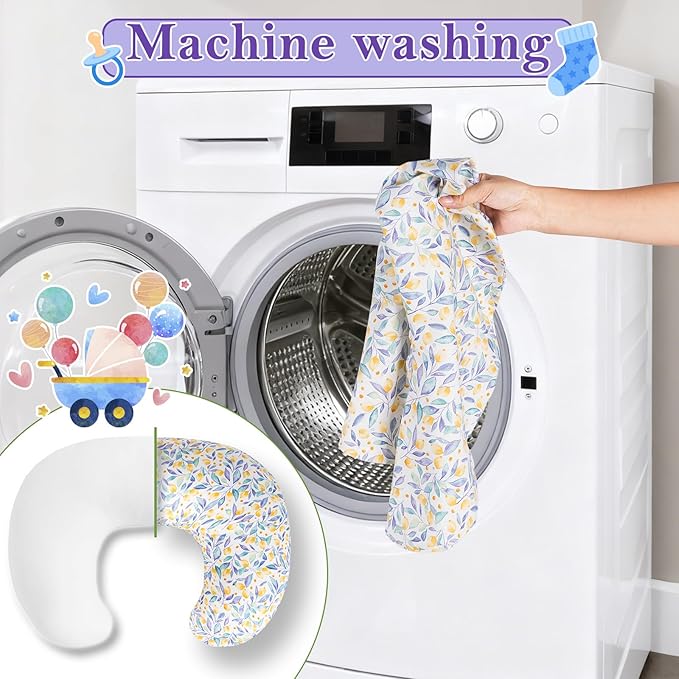 Nursing Pillow for Breastfeeding and Bottle Feeding, Ergonomic Design for Tummy Time & Sitting Support, with Removable & Washable Soft Cover, Hypoallergenic Newborn Baby Pillow for Boys and Girls