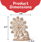 Prextex Ferris Wheel 3D Puzzle Wooden - 115 Precision Pieces Sturdy Wood - No Glue Needed for Assembly - Fun & Educational for Ages 8+ - Ideal for Hobbyists, Collectors, Decor, & Gifts