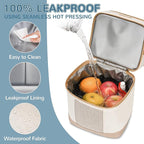 Mancro Breastmilk Cooler Bag with Ice Pack, Double Layer Insulated Baby Bottles Bag Fits 6 Bottles Up to 9 Ounces, Portable Breast Pump Cooler Travel Bag for Daycare and Nursing Moms, Beige