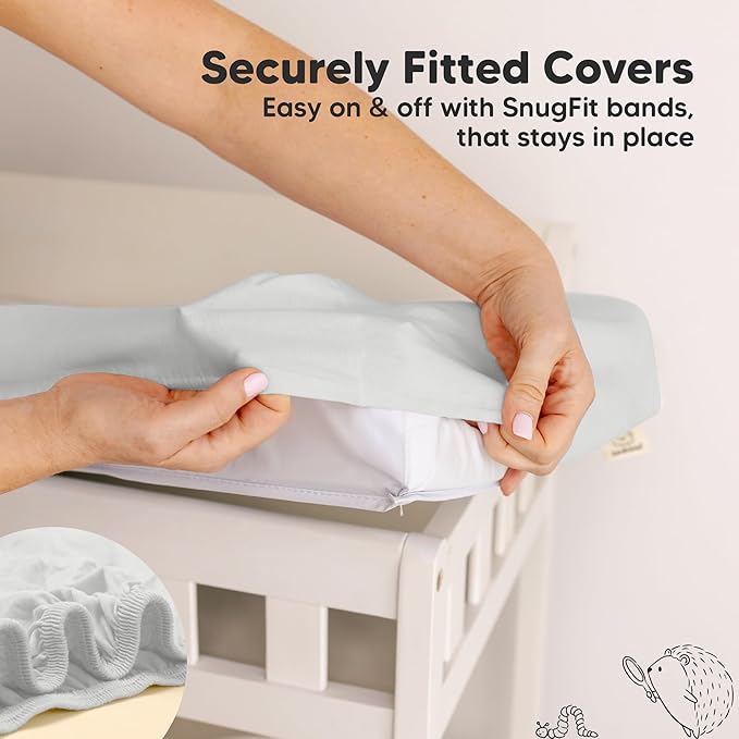 2-Pack Organic Changing Pad Covers for Girl,Boy, Neutral - 100% Cotton Changing Table Pad Cover,Soft Baby Nursery Diaper Changing Pad Sheets,Contour Changing Pads Liners,Change Pad Cover (French Gray)