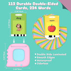 Talking Flash Cards for Toddlers 1-3, Educational Toddler Toys for 1 2 3 4 5 Years Old Girls Birthday Gift Idea, Montessori Learning Toy for Toddlers, Autism Sensory Toys, Pocket Speech Therapy Toy