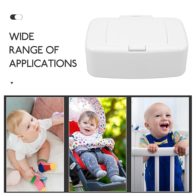 Wipes Dispenser with Dustproof Lid, Refillable Wipe Holder for Baby Nursery, Bathroom, Kitchen, and Living Room, Keeps Fresh and Clean, Single-Hand Operation, 6.69X4.13in, White