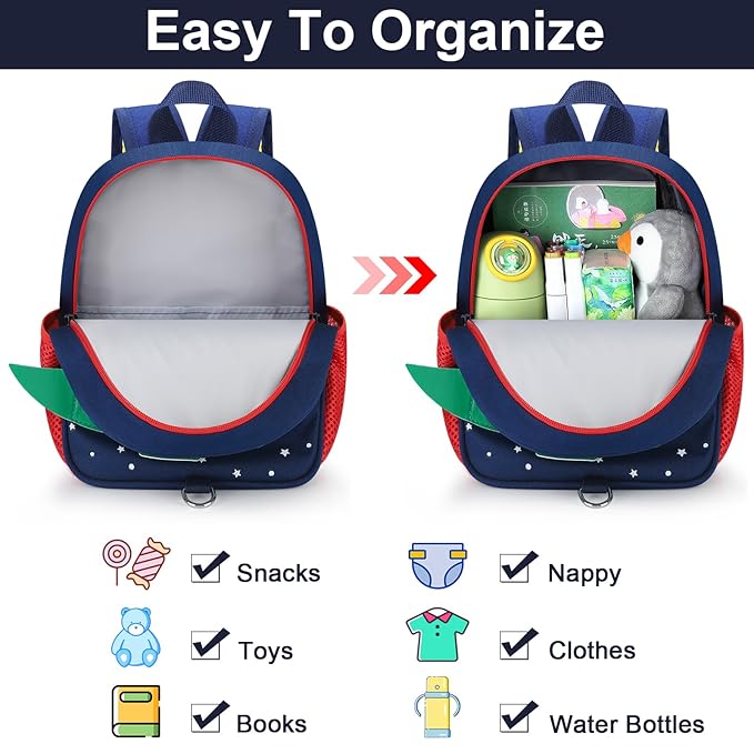 Accmor Toddler Backpack Leash with Anti Lost Wrist Link, Cute Dinosaur Kids Backpacks for Boys Aged 1-3, Mini Baby Bag Tether Walking Harness Wristband Keep Child Close Rope Rein for Travel Outdoor