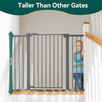 BABELIO 36 Inch Tall Metal Baby Gate, 29-48" Auto Close Pressure Mounted Dog Gate, Gray