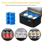 NCVI Breastmilk Cooler Bag with 2 Ice Pack, Breast Pump Bag with Cooler Fits 6 Bottles, Double Layer Breast Milk Baby Bottle Cooler Bag, for Travel, Nursing Mom Daycare, Work, Picnic (Black)