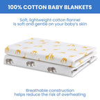 Delta Children 100% Cotton Flannel Baby Receiving Blankets for Girls and Boys – 30x30 Inches (Pack of 2), Safari Friends
