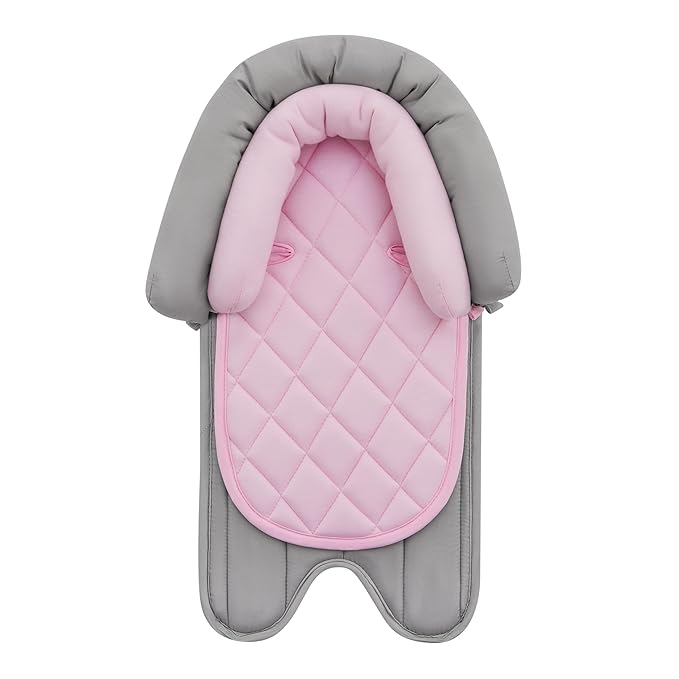 Pro Goleem Car Seat Head Support Infant, Soft Infant Car Seat Insert, 2 in 1 Carseat Head Support for Toddler, Perfect for Car Seat, Stroller, Swing, Bouncer, Pink and Gray