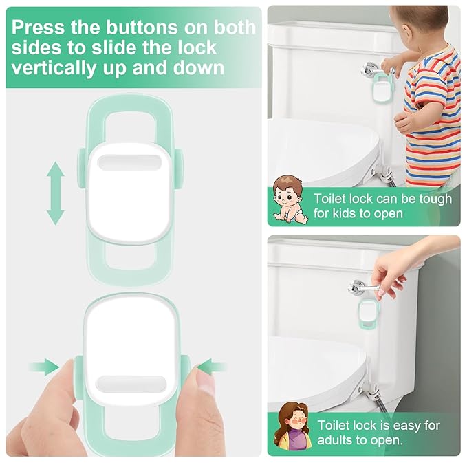 Toilet Locks Baby Proof, Toilet Flush Locks Baby Proof Child Toddlers, Round Cover Childproof Lock for Bathroom Restroom Washroom Lavatory, Easy Installation Baby Safety Lock with 3M Adhesive(1Pack)