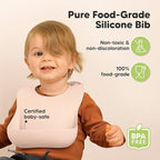 KeaBabies 2-Pack Silicone Baby Bibs for Eating - Sturdy Food-Grade Silicone Bibs for Babies Girl, Boy, Large Food Catcher, Clean & Put On Easily, Waterproof Toddler Feeding Essentials (Macaron)