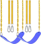 PACEARTH 2 Pack Swings Seats Holds 660lbs with 68.9 inch Anti-Rust Chains Plastic Coated 23.6 inch Tree Hanging Straps and Locking Buckles (Blue)