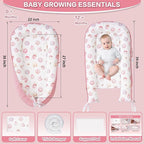 Baby Lounger - Infant Lounger for Newborn 0-24 Months, Breathable & Soft Baby Lounger Cover, Portable Infant Lounger for Home and Travel, Babies Essentials Gifts - Pink