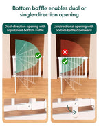 Babelio 29-43" Magnetic Baby Gate for Stairs,Doorways House,Kitchen,30" Tall Pet Barrier with Baffles,Pressure Mounted & Dual-Lock Design Safety for Kids Toddler,Auto-Close/Hold-Open,White