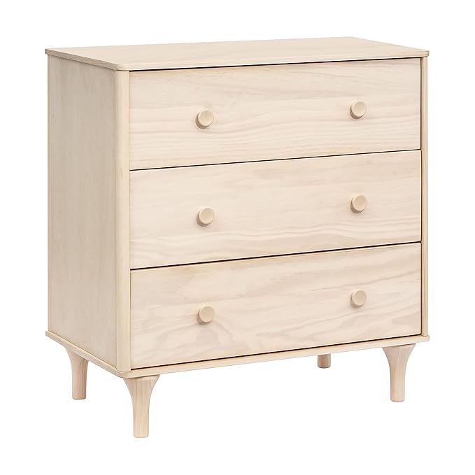 babyletto Lolly Changing Table Dresser Combo w/Removable Tray - GREENGUARD Gold Certified 3 Drawer Baby Dresser with Changing Table Top - Easy to Assemble Diaper Station for Nursery, Washed Natural