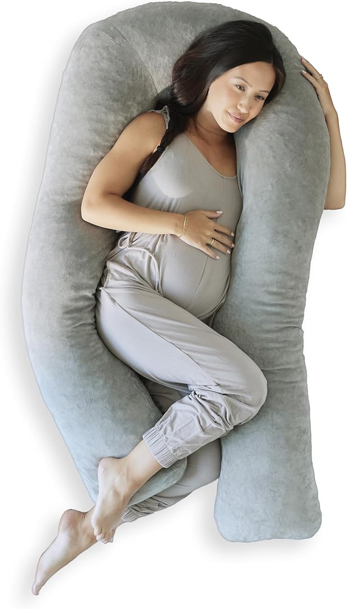 MedCline Pregnancy Pillow, Full Body Maternity Pillow For Side Sleeping, Comfortable Support for Bump, Back, Hip & Knees, Memory Foam Filling & Removable Cover, Pregnancy Essentials for Expecting Moms