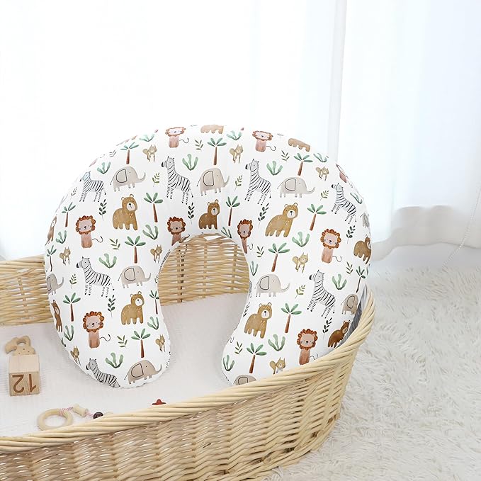 Nursing Pillow Cover, Removable Nursing Covers for Breastfeeding Pillows, Stretchy and Soft Fit for Baby Girls Boys Newborn, Animal (Only Cover)