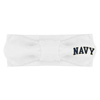 Creative Knitwear Navy Midshipmen Infant Girls White Solid Hair Knot Headband Embroidered Logo - Size Newborn - 4T