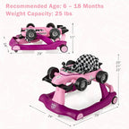 BABY JOY 4-in-1 Baby Walker, Foldable Activity Walker with Adjustable Height & Speed, Music, Lights, Steering Wheel, Comfy Seat Cushion, Activity Baby Push Walker for Boys Girls Aged 6 –18 (Purple)