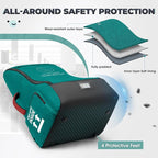 RAINSMORE Padded Car Seat Travel Bag for Airplane Heavy Duty Car Seat Backpack for Air Travel Baby Carseat Cover Bags for Airport Large Car Seats Carrier Fits Car Seats & Booster Seats, Green