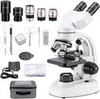 Compound Binocular Microscope,WF10x and WF25x Eyepieces,40X-2000X Magnification, LED Illumination Two-Layer Mechanical Stage,Microscope for Adults…