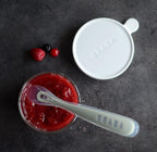 BEABA Baby's First Foods Spoon Set, Original Silicone Baby Spoons, 4 Pack, BPA Lead & Phthalate Free, Gray