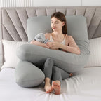 Amagoing Cooling Pregnancy Pillow for Sleeping, 55 inch U Shaped Full Body Maternity Pillow Support for Back, Hip, Belly, Legs for Pregnant Women, Removable Cooling Cover, Pregnant Women Must Have